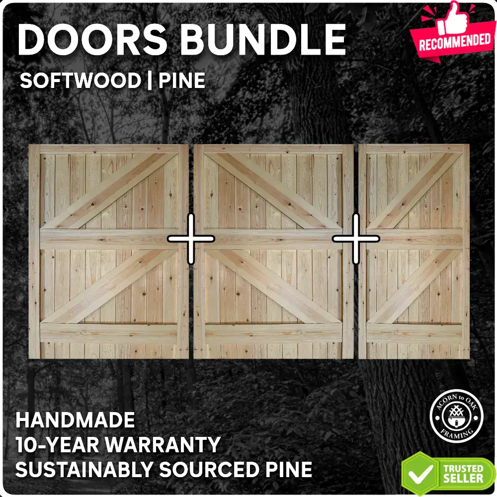 Pine doors bundle by acorn to oak framing