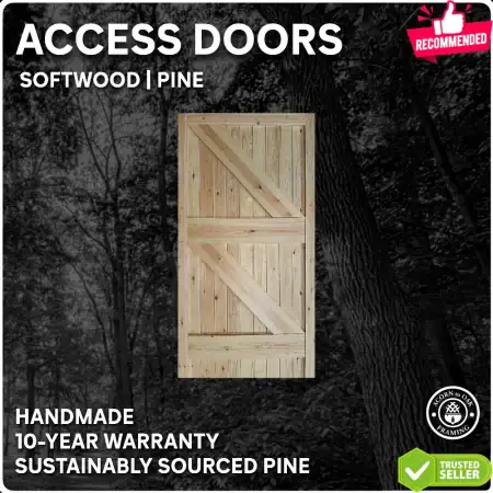 Pine access door handmade by acorn to oak framing